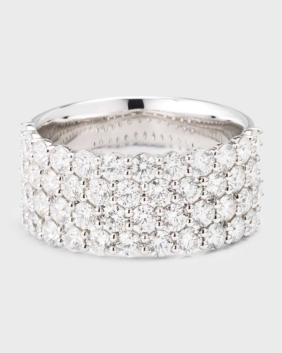 18K White Gold Paramount Diamond 4 Row Band, Size 8, 2.85tcw
